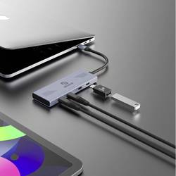 Akasa AK-CBCA32-18BK USB Hub 4 porty USB-A USB 3.2 Gen2 10 GBit/s s konektorem USB C hliník (eloxovaný) 10Gbps USB Type-C 4 Port Hub