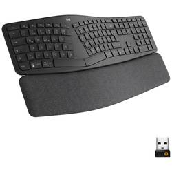 Logitech ERGO K860 bezdrátový klávesnice německá, QWERTZ černá Rozdělená klávesnice, ergonomická, podložka pod zápěstí, Odpuzují špínu