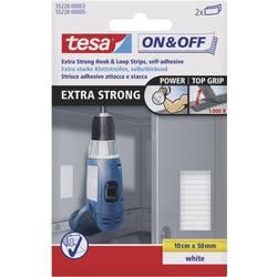 TESA On & Off 55228-03-00 pásek na suchý zip, lepicí, háčková a flaušová část, extra silná, (d x š) 100 mm x 50 mm, bílá, 2 ks