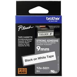 páska extra lepicí Brother TZe, TZ TZe-S221 PET Barva pásky: bílá Barva písma:černá 9 mm 8 m