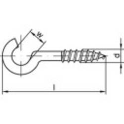 TOOLCRAFT 159613 Zahnuté háky se závitem 80 mm Galvanicky pozinkovaná ocel 100 ks