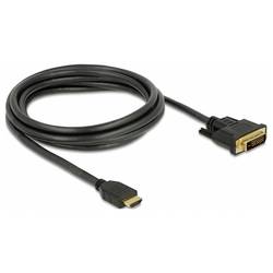 Delock HDMI / DVI kabel Zástrčka HDMI-A, DVI-D 24+1pol. Zástrčka 2 m černá 85654 třížilový stíněný, pozlacené kontakty HDMI kabel