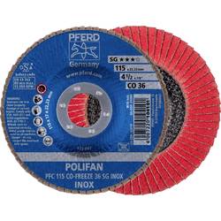 PFERD TOOLS 67711536 PFC 115 CO-FREEZE 36 SG INOX vějířovitý brusný kotouč Průměr 115 mm Ø otvoru 22.23 mm Zrnitost 36 Slitina na bázi niklu, Superslitiny na