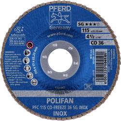 PFERD TOOLS 67711536 PFC 115 CO-FREEZE 36 SG INOX vějířovitý brusný kotouč Průměr 115 mm Ø otvoru 22.23 mm Zrnitost 36 Slitina na bázi niklu, Superslitiny na