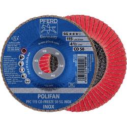 PFERD TOOLS 67711550 PFC 115 CO-FREEZE 50 SG INOX vějířovitý brusný kotouč Průměr 115 mm Ø otvoru 22.23 mm Slitina na bázi niklu, Superslitiny na bázi niklu
