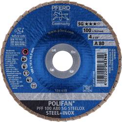 PFERD TOOLS 67608100 PFF 100 A 80 SG STEELOX/16,0 vějířovitý brusný kotouč Průměr 100 mm Ø otvoru 16 mm Zrnitost 80 nerezová ocel, ocel 10 ks