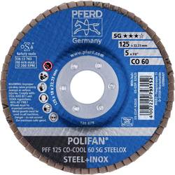 PFERD TOOLS 67660625 PFF 125 CO-COOL 60 SG STEELOX vějířovitý brusný kotouč Průměr 125 mm Ø otvoru 22.23 mm Zrnitost 60 Slitina hliníku, Slitina na bázi niklu,