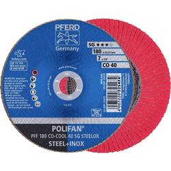 PFERD TOOLS 67660485 PFF 180 CO-COOL 40 SG STEELOX vějířovitý brusný kotouč Průměr 180 mm Ø otvoru 22.23 mm Slitina hliníku, Slitina na bázi niklu,
