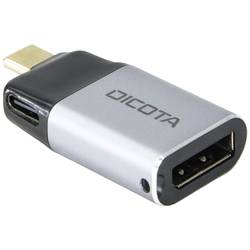 Dicota D32046 USB-C® / DisplayPort adaptér [1x USB-C® zástrčka - 1x zásuvka DisplayPort] stříbrná 8K UHD, s nabíjecí zásuvkou