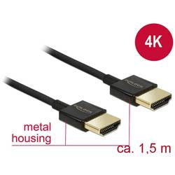Delock HDMI kabel Zástrčka HDMI-A, Zástrčka HDMI-A 1.50 m černá 84772 4K UHD, pozlacené kontakty HDMI kabel