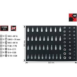 Vigor sada nástrčných klíčů a bitů, 1/2, 1/4 (6,3 mm), 3/8, 64dílná, V2837