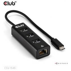 club3D USB-C® adaptér [1x USB-C® zástrčka - 4x interní USB 3.0 zásuvka 19-pólová, RJ45 zásuvka] CSV-1549 0.17 m