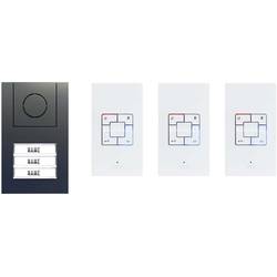 m-e modern-electronics Vistus AD ALU 4030 A kabelový domovní telefon kompletní sada, pro 3 rodiny, antracitová, 41189