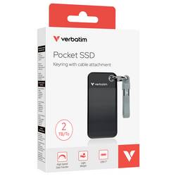 Verbatim Pocket 2 TB, externí SSD disk, USB-C™ (USB 3.2 Gen 2), černá, šedá