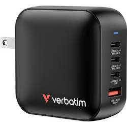 Verbatim Mini GaN Charger cestovní nabíječka 100 W 1x USB A , 3x USB-C® Dodávka energie, Power Delivery 3.0, QC 3.0 Rychlonabíječka, GaN, s adaptérem pro