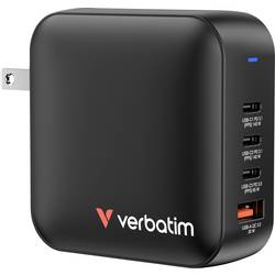 Verbatim Mini GaN Charger cestovní nabíječka 165 W 1x USB A , 3x USB-C® Dodávka energie, USB PD 3.1, QC 3.0 Rychlonabíječka, GaN, s adaptérem pro Evropu, s