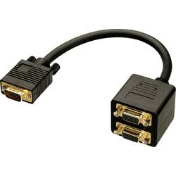 LINDY 41214 VGA Y adaptér [1x VGA zástrčka - 2x VGA zástrčka] černá 0.18 m