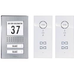 m-e modern-electronics ADV 122 WW domovní telefon kabelový kompletní sada pro 2 rodiny nerezová ocel, bílá