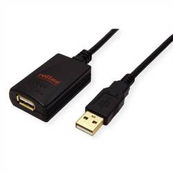 Roline USB kabel USB 2.0 USB-A zástrčka, USB-A zásuvka 5.00 m černá Aktivní se zesílením signálu 12.04.1089