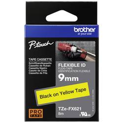páska flexibilní Brother TZe-FX, TZ-FX TZe-FX621 Barva pásky: žlutá Barva písma:černá 9 mm 8 m