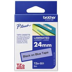 páska do štítkovače Brother TZe, TZ TZe-551 plast Barva pásky: modrá Barva písma:černá 24 mm 8 m