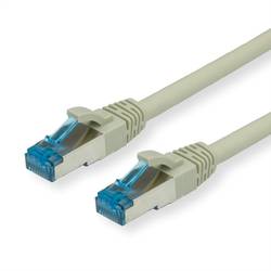 Value 21.99.0864 RJ45 síťové kabely, propojovací kabely CAT 6A S/FTP 0.30 m šedá dvoužilový stíněný, bez halogenů, samozhášecí 1 ks