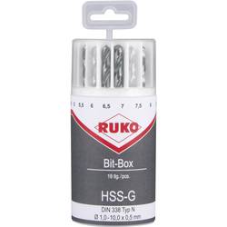 RUKO 214225 HSS-G sada spirálových vrtáku do kovu, 19dílná, DIN 338, válcová stopka, 1 sada