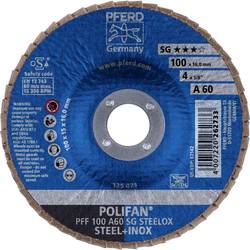 PFERD TOOLS 67606100 PFF 100 A 60 SG STEELOX/16,0 vějířovitý brusný kotouč Průměr 100 mm Ø otvoru 16 mm Zrnitost 60 nerezová ocel, ocel 10 ks