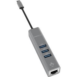 Terratec 251735 USB Hub 3 porty USB-A, RJ45 USB 3.2 Gen1 5 GBit/s s vestavěnou síťovou přípojkou šedá CONNECT C2
