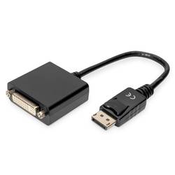 Digitus DB-340409-001-S DVI / DisplayPort adaptér [1x zástrčka DisplayPort - 1x DVI zásuvka 24+5pólová] černá kulatý, dvoužilový stíněný, zablokovatelný 15.00