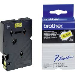 páska do štítkovače Brother TC TC-691 plast Barva pásky: žlutá Barva písma:černá 9 mm 7.7 m