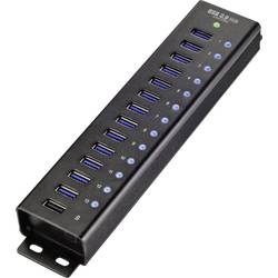 Renkforce RF-3897144 13 portů USB 3.0 hub s hliníkovým krytem, pro montáž na zeď, s portem pro rychlé nabíjení