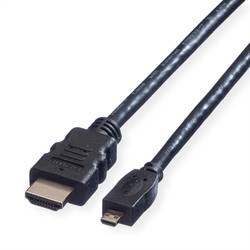 Value HDMI kabel Zástrčka HDMI-A, Zástrčka HDMI Micro-D 2.00 m černá 11.99.5581 standardní HDMI HDMI kabel
