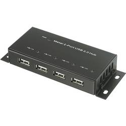 Renkforce RF-4830984 USB Hub 4 porty USB-A USB 2.0 480 MBit/s kovový ukazatel, pro montáž na zeď černá RF-4830984
