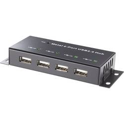 Renkforce RF-4830984 USB Hub 4 porty USB-A USB 2.0 480 MBit/s kovový ukazatel, pro montáž na zeď černá RF-4830984