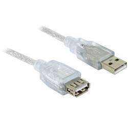 Delock USB kabel USB 2.0 USB-A zástrčka, USB-A zásuvka 1.80 m bílá 82239