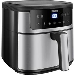 Princess Airfryer horkovzdušná fritéza, 6 l, 1 500 W, s displejem, nepřilnavý povlak, funkce časovače, bez BPA, ochrana proti přehřátí, černá, stříbrná