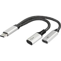 Maxtrack USB-C® adaptér [1x USB-C® zástrčka - 2x USB-C® zásuvka (nabíjení), USB-C® zásuvka] 14.5 cm
