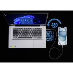 Smrter Kabel USB-C USB 2.0 USB-C ® zástrčka, USB-C ® zástrčka 0.40 m antracitová s funkcí OTG, kulatý, látkový potah SMRTER_SPEEDY100_S_AT