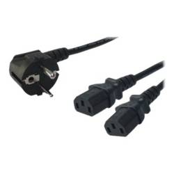 LogiLink napájecí kabel [1x úhlová zástrčka s ochranným kontaktem - 2x zástrčka C13 ] 1.70 m černá