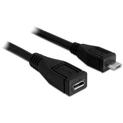 Delock USB kabel USB 2.0 USB Micro-B zástrčka, USB Micro-B zásuvka 1.00 m černá 83248