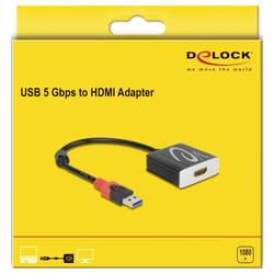Delock 62736 USB 3.0 / HDMI kabelový adaptér [1x USB 3.2 gen. 1 zásuvka A - 1x HDMI zásuvka] černá pozlacené kontakty, s feritovým jádrem 20 cm