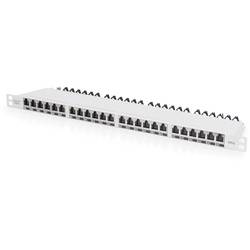 Digitus Patch-Panel 24 portů síťový patch panel 483 mm (19) CAT 6A, CAT 6a (surový kabel CAT 7) 0.5 U šedá osazený