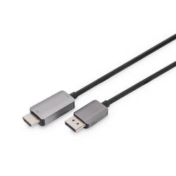 Digitus DisplayPort kabelový adaptér Konektor DisplayPort, Zástrčka HDMI-A 1 m černá DB-340305-010-S 8K UHD, třížilový stíněný, flexibilní provedení, bez