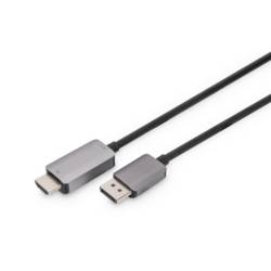 Digitus DisplayPort kabelový adaptér Konektor DisplayPort, Zástrčka HDMI-A 1.8 m černá DB-340305-018-S 8K UHD, třížilový stíněný, flexibilní provedení, bez