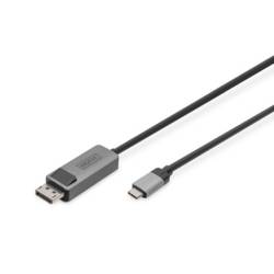 Digitus DB-300334-010-S DisplayPort / USB-C® adaptér [1x USB-C® - 1x zástrčka DisplayPort] černá stíněný, kulatý 1 m