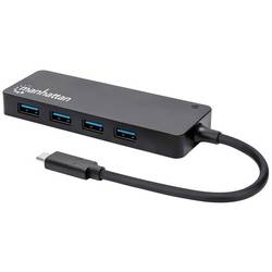 Manhattan 164924 USB Hub 3 + 1 port USB-A USB 3.2 Gen1 5 GBit/s s konektorem USB C černá 164924