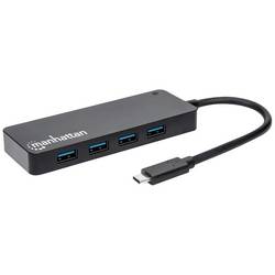 Manhattan 164924 USB Hub 3 + 1 port USB-A USB 3.2 Gen1 5 GBit/s s konektorem USB C černá 164924