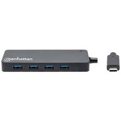 Manhattan 164924 USB Hub 3 + 1 port USB-A USB 3.2 Gen1 5 GBit/s s konektorem USB C černá 164924