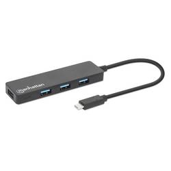 Manhattan 164924 USB Hub 3 + 1 port USB-A USB 3.2 Gen1 5 GBit/s s konektorem USB C černá 164924